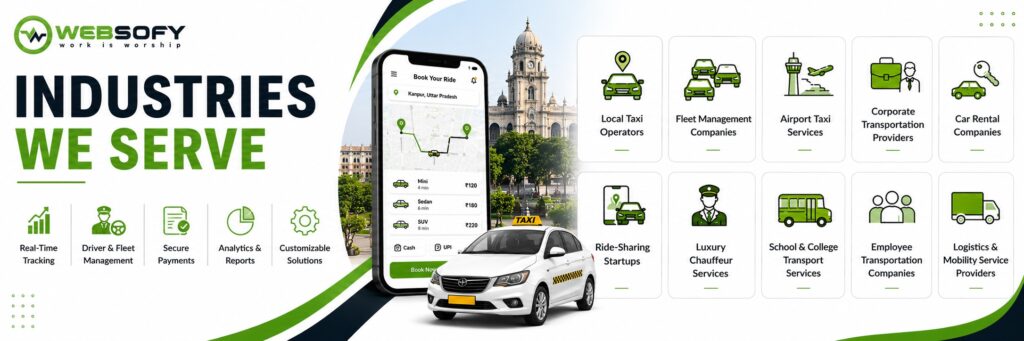 Taxi Booking App Development Company in Kanpur - Industries We Serve